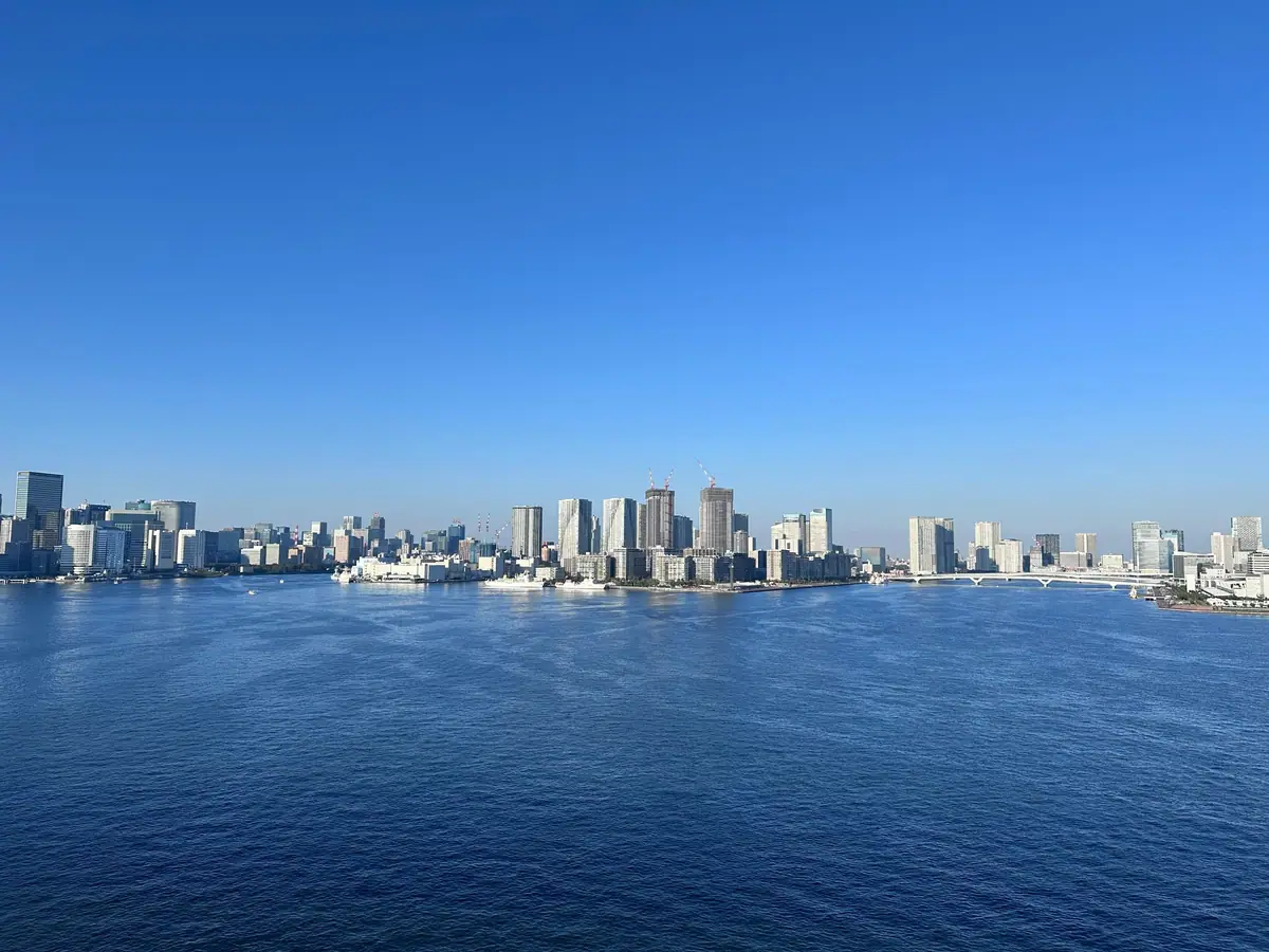 Panoramic view of Tokyo Bay near Rainbow Bridge